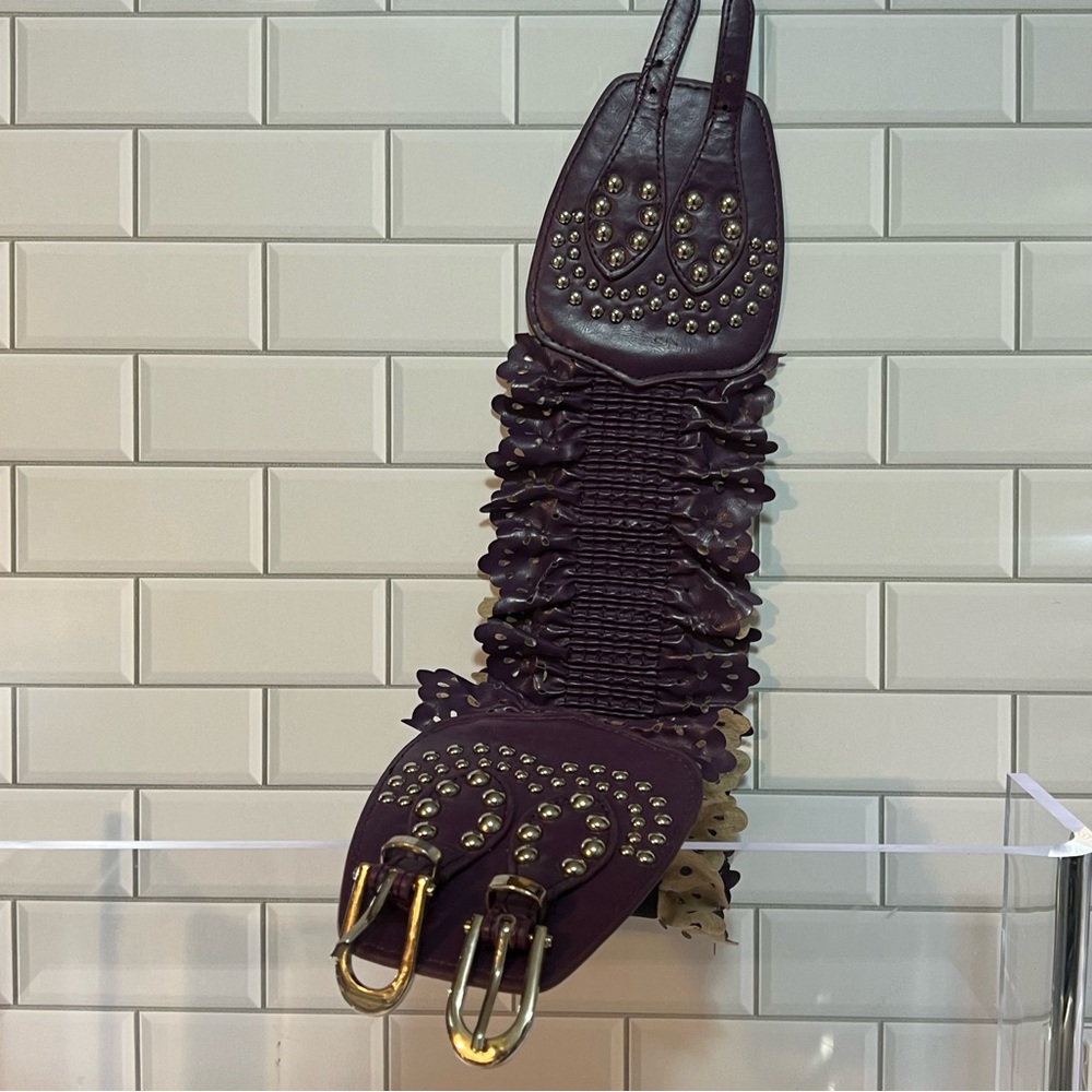 Purple Studded Stretch Waist Belt - XS